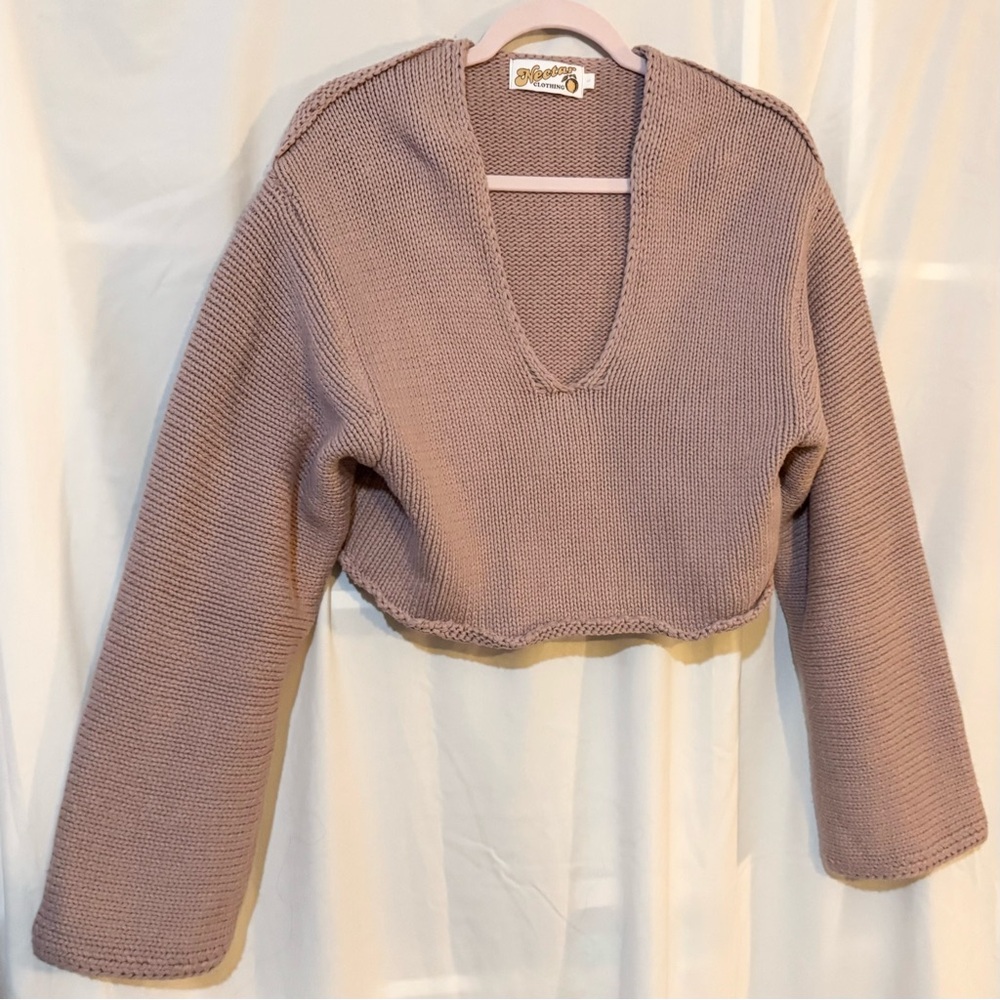 Women's V-Neck Sweater in pinkish brown